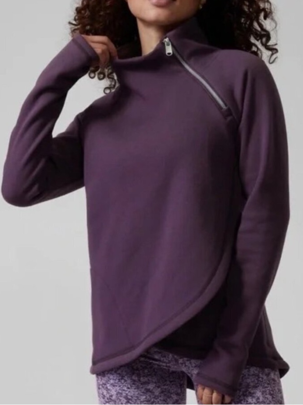 Athleta Cozy Karma Asym Pullover Sweatshirt Purple